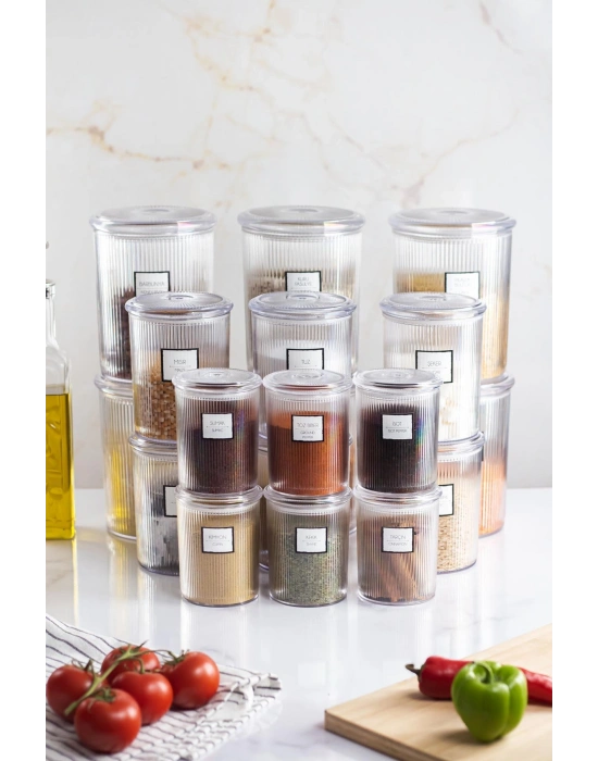 18li Barok Yuvarlak 3 Boy Kavanoz Seti & Saklama Kabı & Erzak Kabı (6*2000 ML, 6*1000 ML ,6*500 ML)