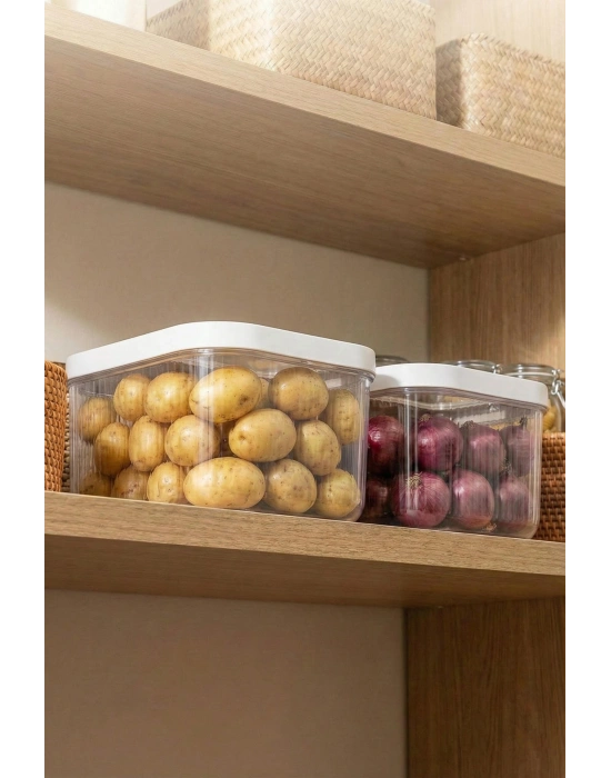 2Li 12 LT Multibox Beyaz Kayar Kapaklı Saklama Kabı & Erzak Kabı & Patates Soğan Kovası