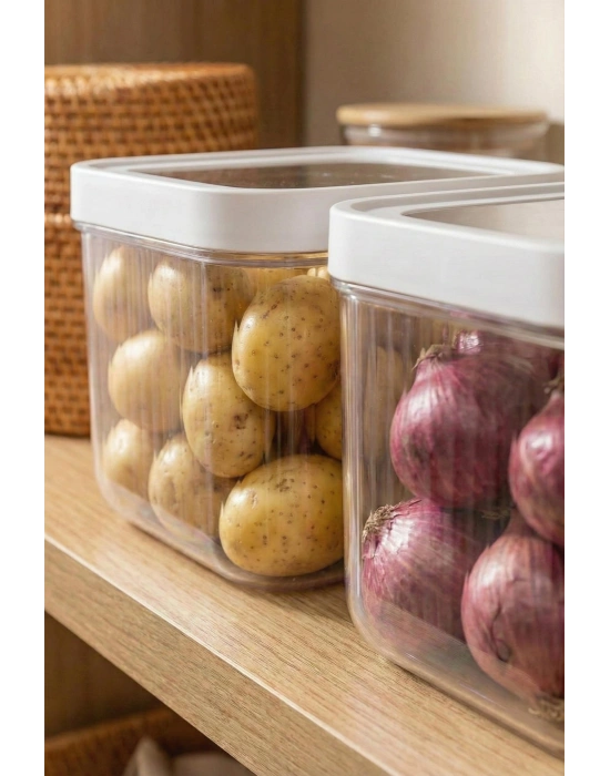 2Li 12 LT Multibox Beyaz Kayar Kapaklı Saklama Kabı & Erzak Kabı & Patates Soğan Kovası