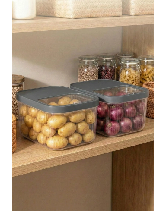 2Li 12 LT Multibox Füme Kayar Kapaklı Saklama Kabı & Erzak Kabı & Patates Soğan Kovası