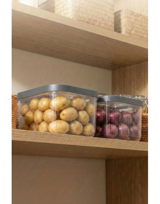 2Li 12 LT Multibox Füme Kayar Kapaklı Saklama Kabı & Erzak Kabı & Patates Soğan Kovası