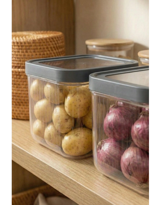 2Li 12 LT Multibox Füme Kayar Kapaklı Saklama Kabı & Erzak Kabı & Patates Soğan Kovası