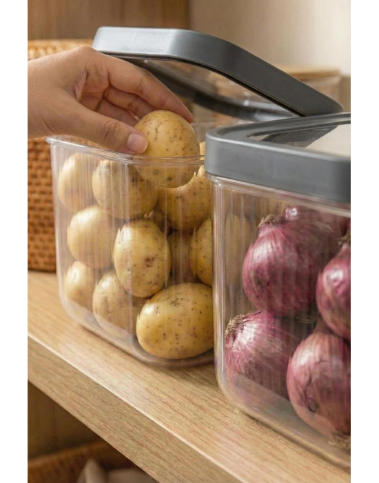 2Li 12 LT Multibox Füme Kayar Kapaklı Saklama Kabı & Erzak Kabı & Patates Soğan Kovası