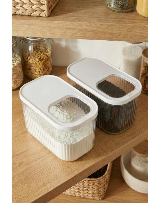 2Li 7,5 LT Multibox Beyaz Kayar Kapaklı Saklama Kabı & Erzak Kabı & Toz Ve Tablet Deterjan Kutusu