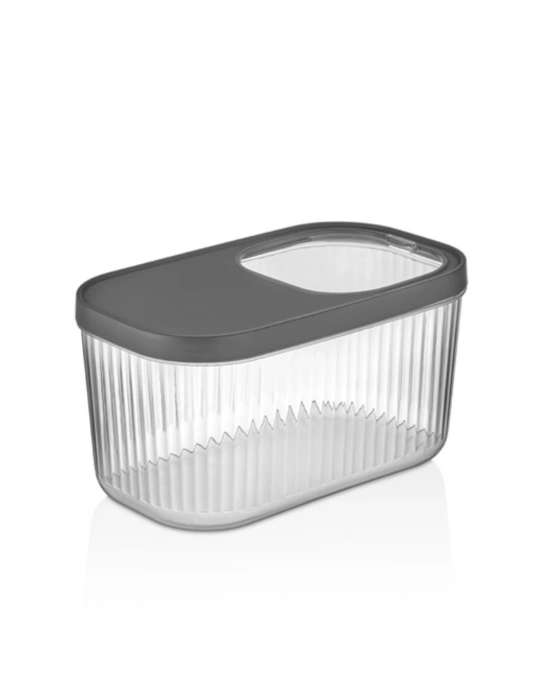 2Li 7,5 LT Multibox Füme Kayar Kapaklı Saklama Kabı & Erzak Kabı & Toz Ve Tablet Deterjan Kutusu