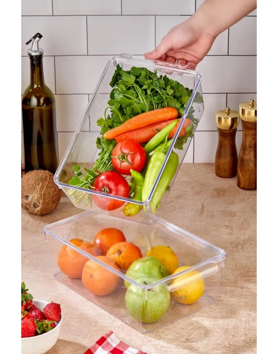2 Li Kapaklı Buzdolabı Organizeri & Buzdolabı Düzenleyici 4,5 lt