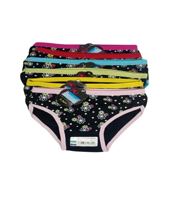 2578 Berrak Baskılı Siyah Kız Çocuk Külotu 1-2 yaş