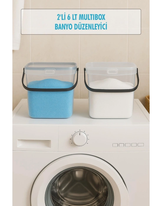 2’li Multibox Deterjanlık Kutusu & Banyo Düzenleyici & Saklama Kutusu 6 Lt Şeffaf