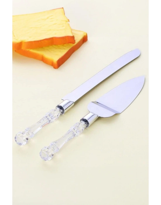 2’li Paslanmaz Çelik Pasta Servis Seti Spatula Bıçak Seti