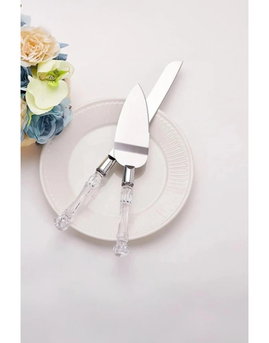 2’li Paslanmaz Çelik Pasta Servis Seti Spatula Bıçak Seti