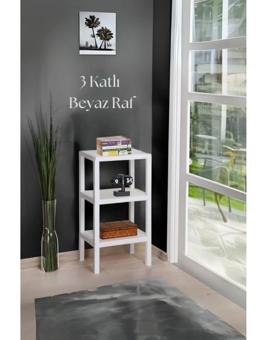 3 Katlı Beyaz Raf Kitaplık & Banyo Düzenleyicisi 73,5 cm-BRNS0048