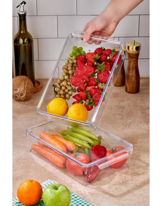 3 Lü Kapaklı Buzdolabı Organizeri & Buzdolabı Düzenleyici 3 lt