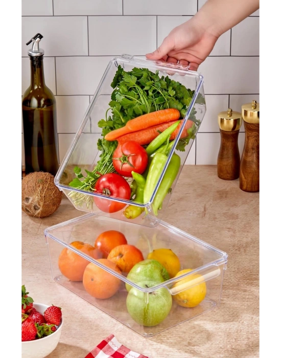 3 Lü Kapaklı Buzdolabı Organizeri & Buzdolabı Düzenleyici 4,5 lt