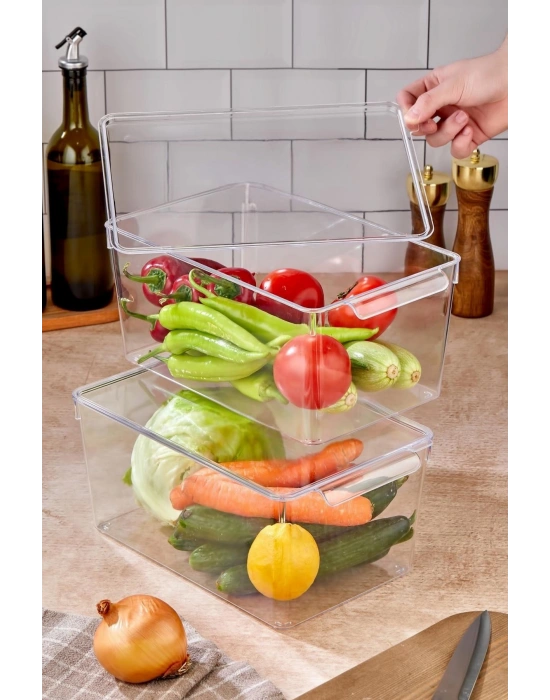 3 Lü Kapaklı Buzdolabı Organizeri & Buzdolabı Düzenleyici 6 lt