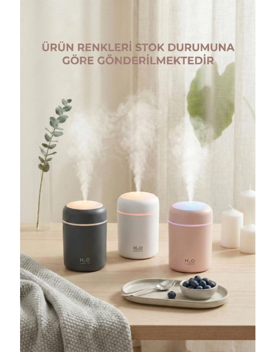 300 ml LED Işıklı Hava Nemlendirici & Pratik Oda Kokusu Difüzörü (7 cm x 11 cm)