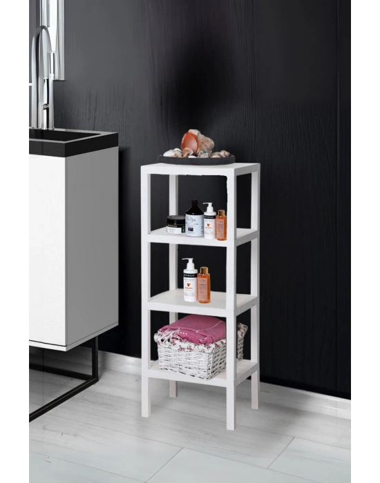 4 Katlı Beyaz Raf Kitaplık & Banyo Düzenleyicisi 100 cm