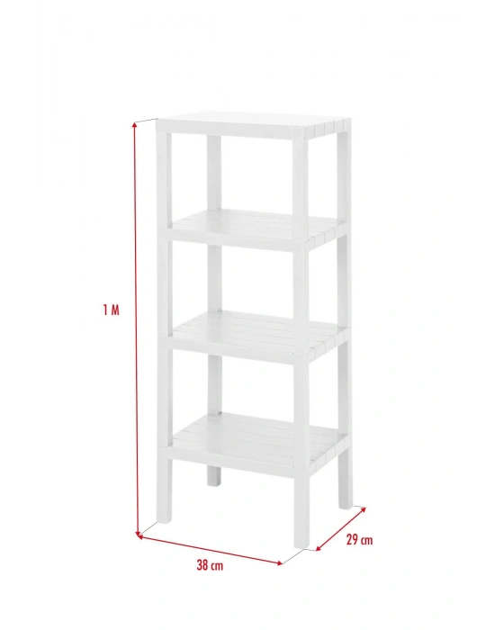4 Katlı Beyaz Raf Kitaplık & Banyo Düzenleyicisi 100 cm