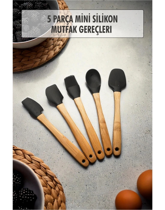 5 Parça Bambu Saplı Mini Supatula Seti