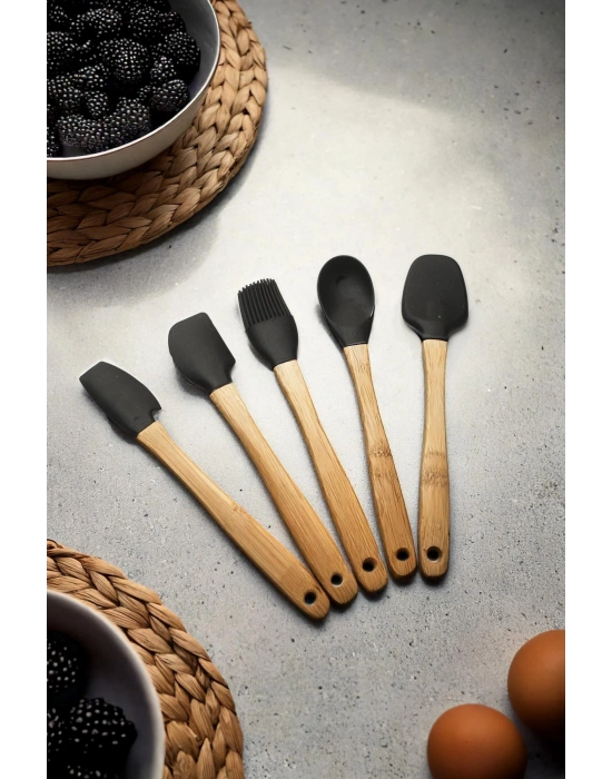 5 Parça Bambu Saplı Mini Supatula Seti