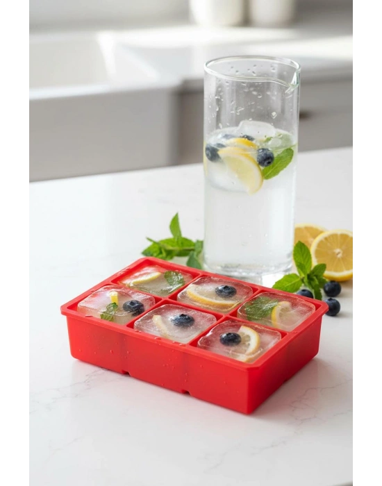 6 Hazneli Silikon Buz Kalıbı & Çok Amaçlı Buzluk Ve Dondurucu Organizeri 11x16 cm