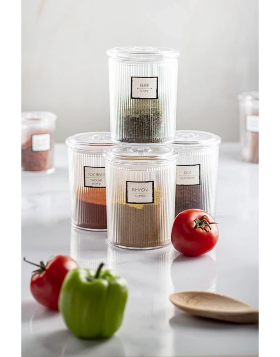 6lı Barok Yuvarlak Baharat Kavanoz Seti & Saklama Kabı & Erzak Kabı (6*250 ML)