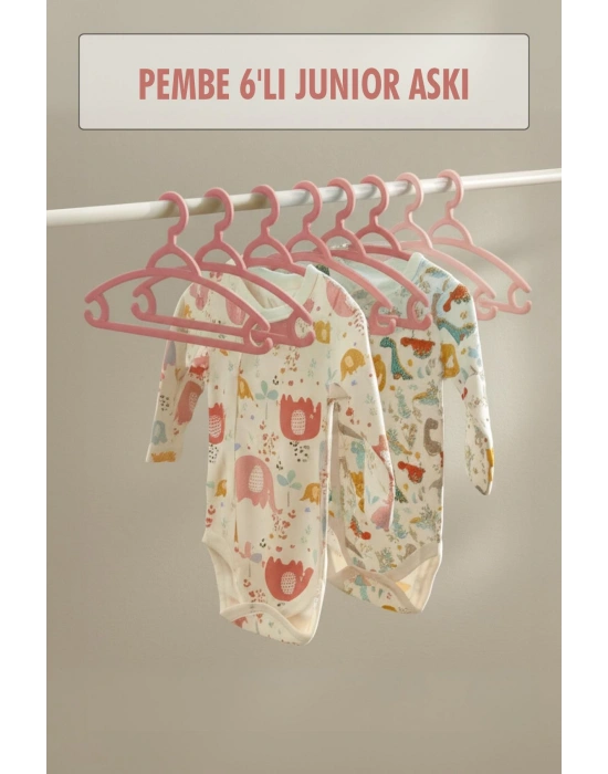 6’lı Bebek Askısı & Bebek Gardırop Askısı Pembe Set