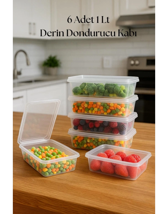 6’lı Derin Dondurucu Saklama Kabı & Organizeri 1 lt 12,5x19,5x5,5 cm