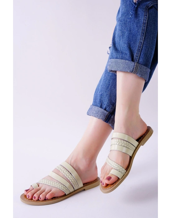 Aboll Bej Cilt Kadın Terlik