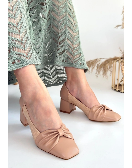 Agnet Bej Cilt Kadın Topuklu Ayakkabı