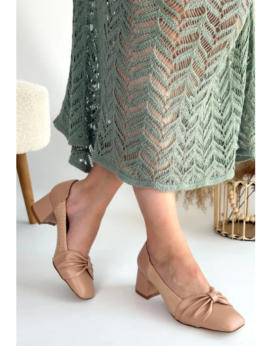 Agnet Bej Cilt Kadın Topuklu Ayakkabı