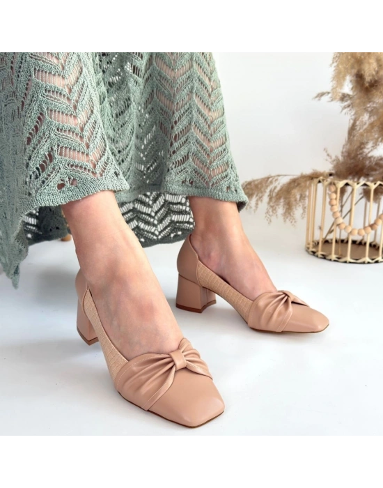 Agnet Bej Cilt Kadın Topuklu Ayakkabı