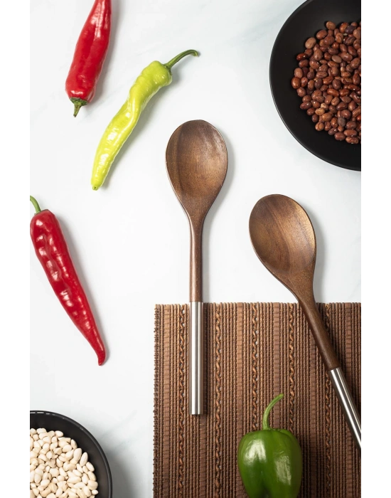 Akasya 2 Li Servis Kaşığı & Sunum Kaşığı & Salata Servis Seti