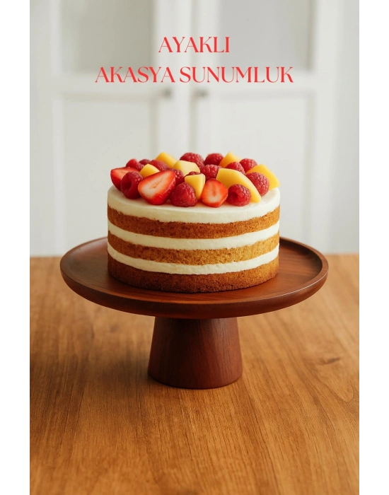 Akasya Ayaklı Sunumluk & Sunum Tabağı & Sunum Servisi 25x25x10 cm