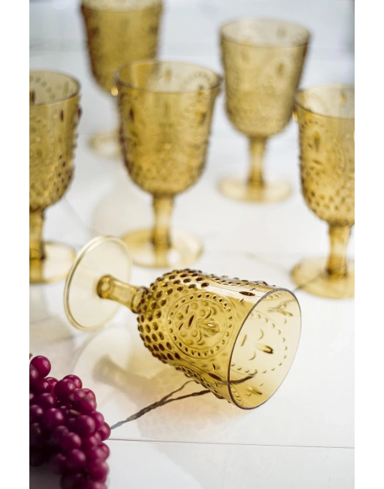 Akrilik Amber Tekli Kadeh & Su Meşrubat Kahve Yanı Bardağı 450 ml ( Cam Değildir )