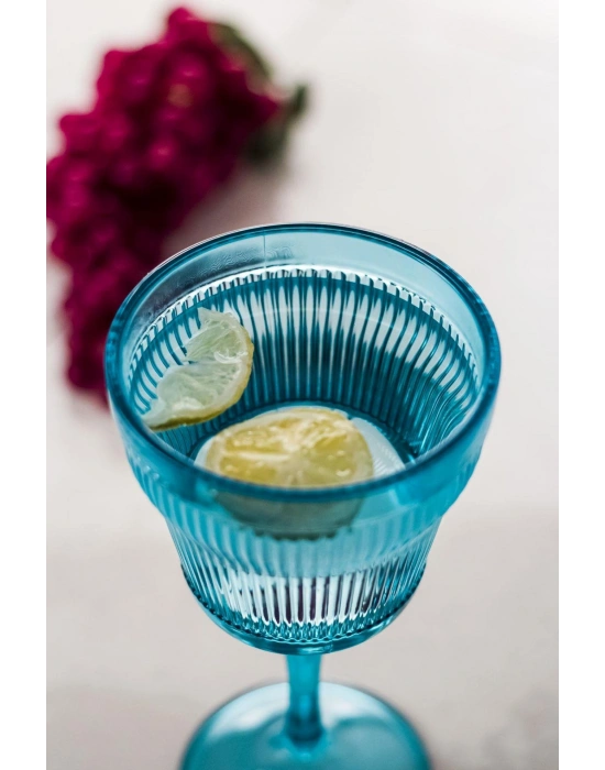 Akrilik Aquamarin 6lı Kadeh & Su Meşrubat Kahve Yanı Bardağı 300 ml ( Cam Değildir )
