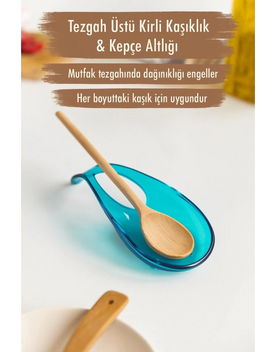 Akrilik Aquamarin Tezgah Üstü Kirli Kaşıklık & Kepçe Altlığı