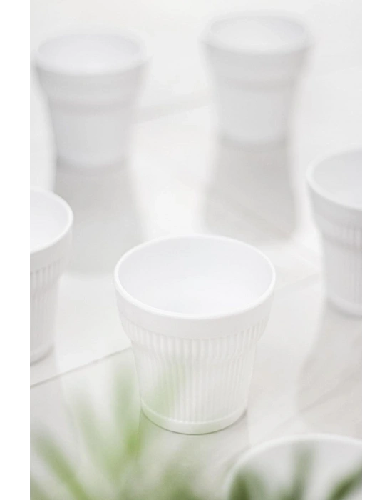 Akrilik Beyaz Tekli Kısa Bardak & Su Meşrubat Kahve Yanı Bardağı 300 ml ( Cam Değildir )