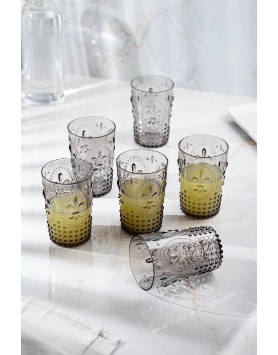 Akrilik Füme 6lı Kısa Bardak & Su Meşrubat Kahve Yanı Bardağı 400 ml ( Cam Değildir )