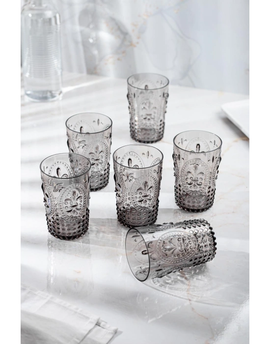 Akrilik Füme 6lı Kısa Bardak & Su Meşrubat Kahve Yanı Bardağı 400 ml ( Cam Değildir )