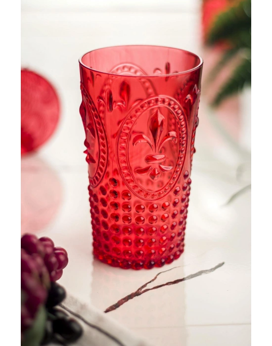 Akrilik Kırmızı Tekli Uzun Bardak & Su Meşrubat Bardağı 750 ml ( Büyük Boy & Cam Değildir )