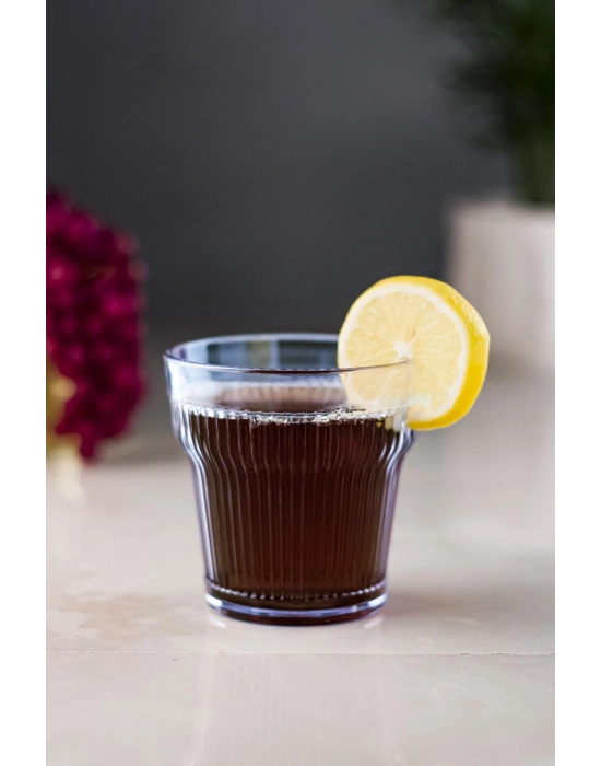 Akrilik Lacivert Tekli Kısa Bardak & Su Meşrubat Kahve Yanı Bardağı 300 ml ( Cam Değildir )
