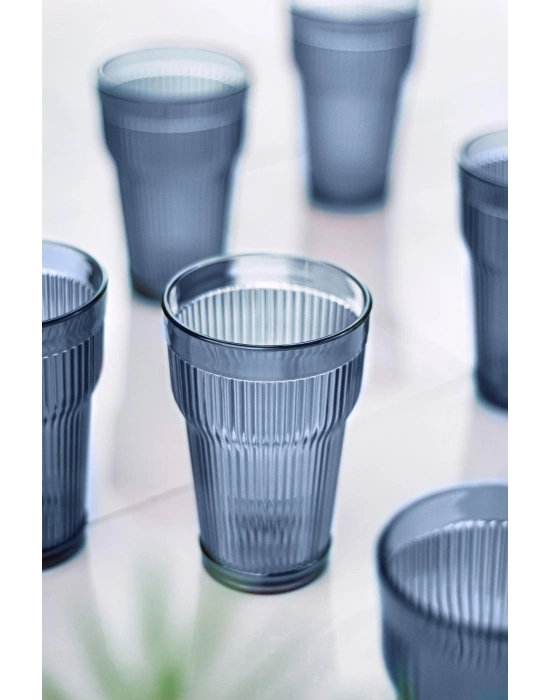 Akrilik Lacivert Tekli Uzun Bardak & Su Meşrubat Bardağı 400 ml ( Cam Değildir )