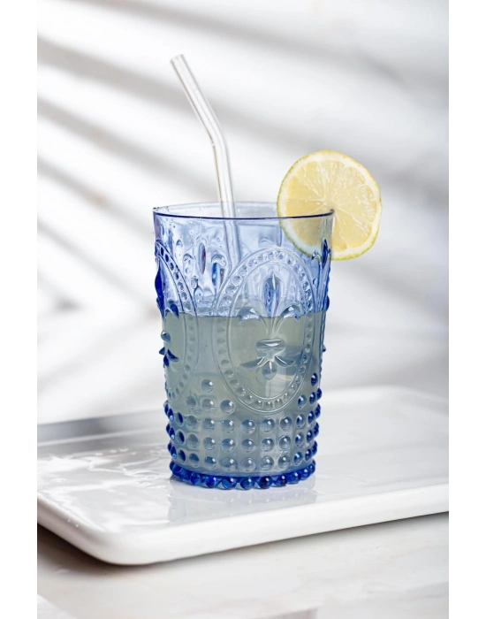 Akrilik Mavi 6lı Kısa Bardak & Su Meşrubat Kahve Yanı Bardağı 400 ml ( Cam Değildir )