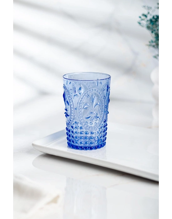 Akrilik Mavi 6lı Kısa Bardak & Su Meşrubat Kahve Yanı Bardağı 400 ml ( Cam Değildir )