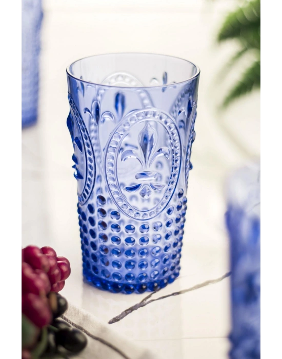 Akrilik Mavi 6lı Uzun Bardak & Su Meşrubat Bardağı 750 ml ( Büyük Boy & Cam Değildir )
