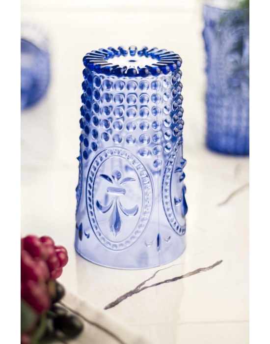 Akrilik Mavi 6lı Uzun Bardak & Su Meşrubat Bardağı 750 ml ( Büyük Boy & Cam Değildir )