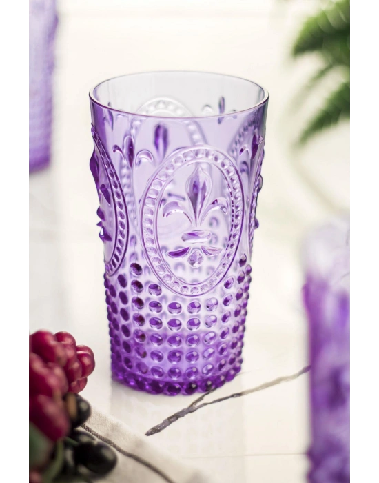 Akrilik Mor 6lı Uzun Bardak & Su Meşrubat Bardağı 750 ml ( Büyük Boy & Cam Değildir )