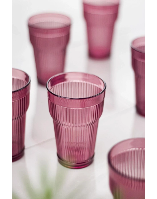 Akrilik Mürdüm Tekli Uzun Bardak & Su Meşrubat Bardağı 400 ml ( Cam Değildir )