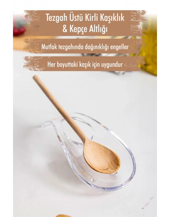 Akrilik Şeffaf Tezgah Üstü Kirli Kaşıklık & Kepçe Altlığı