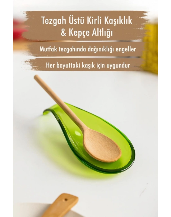 Akrilik Yeşil Tezgah Üstü Kirli Kaşıklık & Kepçe Altlığı